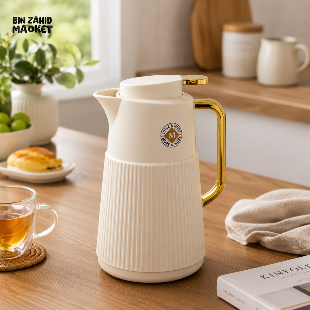 VACUUM INSULATED HOT & COLD THERMAL JUG – BLACK 1.0 LITER 1-PIECE - WHITE