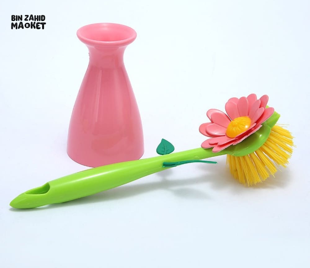 VASE SHAPE POT WASHING BRUSH – KITCHEN DISH SINK STOVE LONG HANDLE CLEANING TOOL
