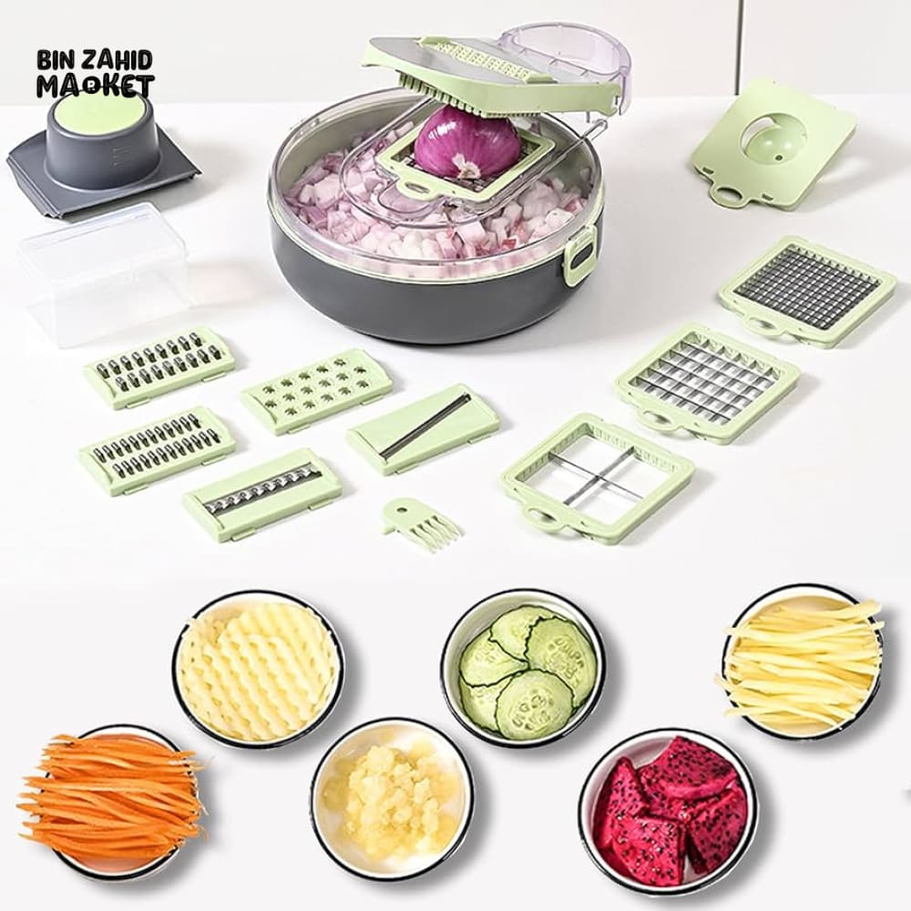 VEGETABLE CHOPPER & SLICER WITH DRAINING BASKET – ASSORTED COLORS