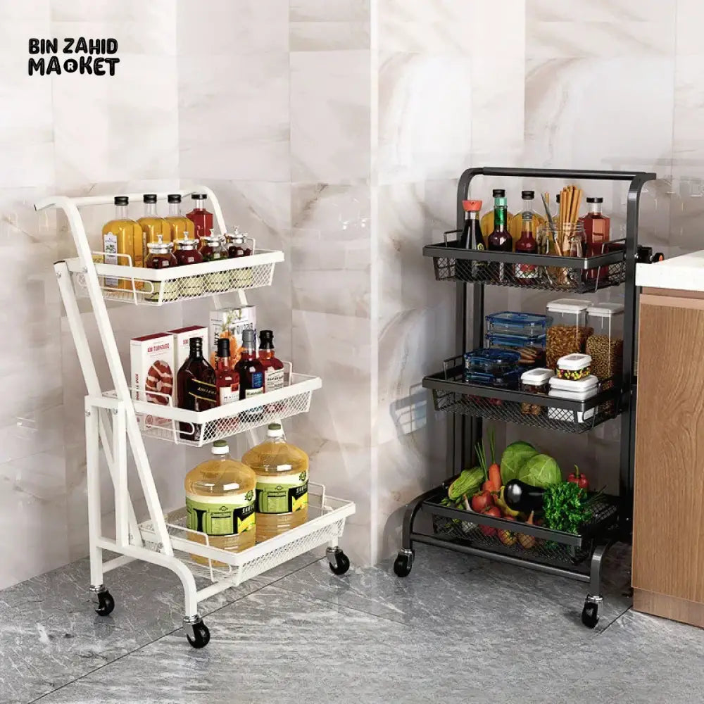 VEGETABLE TROLLEY STORAGE RACK MULTIFUNCTIONAL STRETCHABLE KITCHEN ORGANIZER MOVABLE