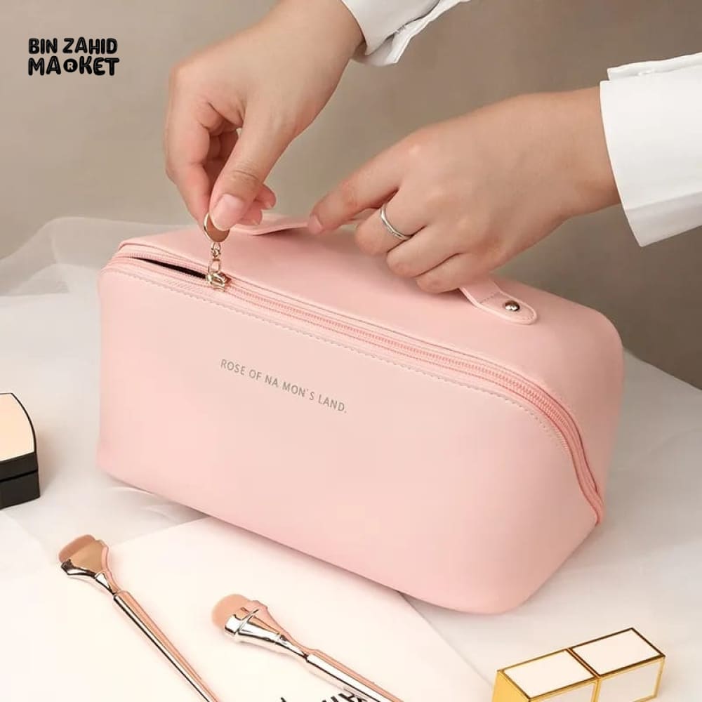 VERSATILE LEATHER COSMETIC ORGANIZER POUCH
