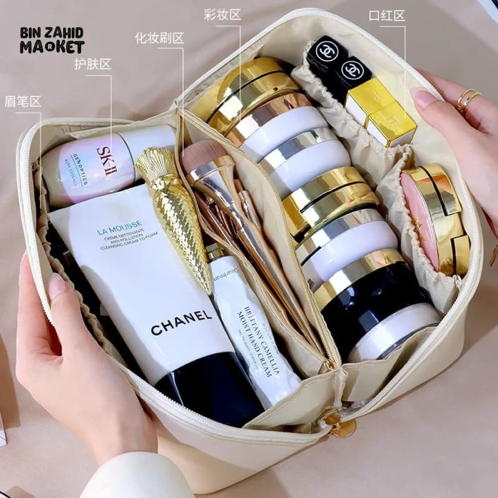 VERSATILE LEATHER COSMETIC ORGANIZER POUCH
