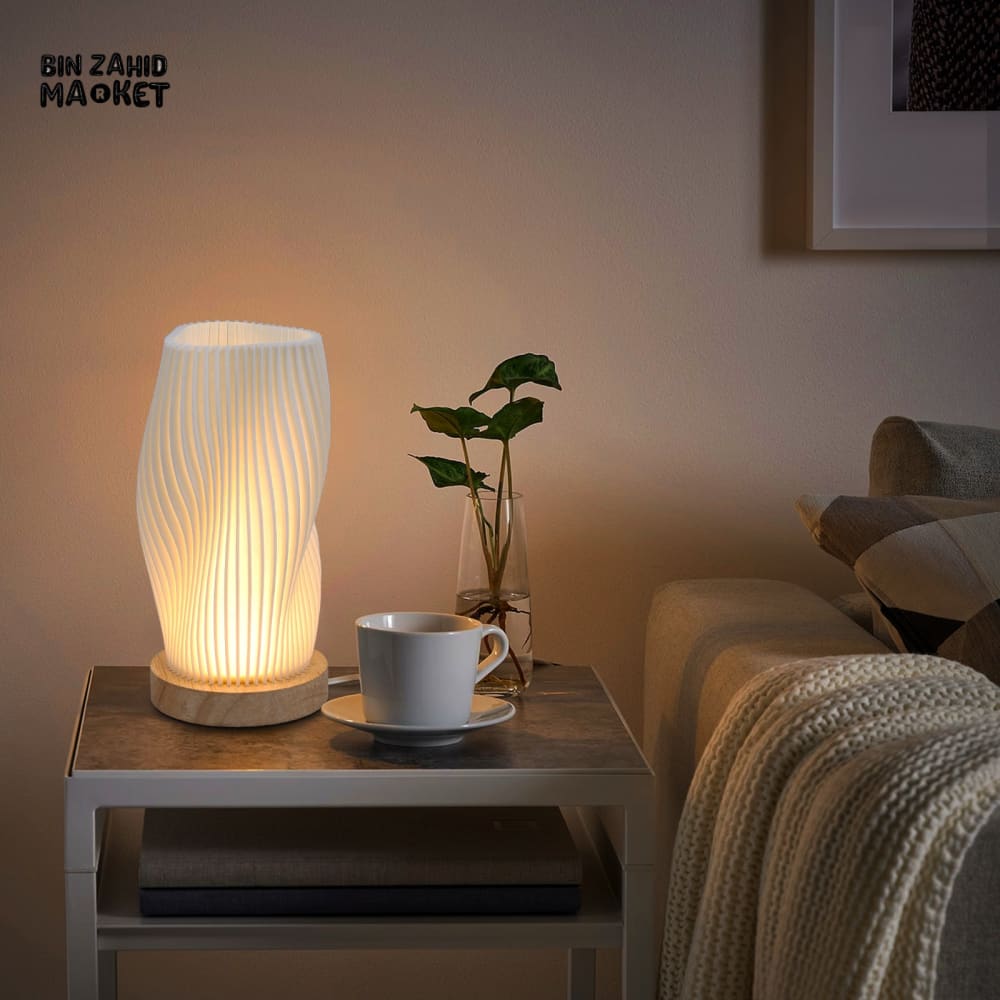 VINTAGE BOHO WAVE TABLE LAMP AND VASE – WARM COZY BEDSIDE & DESK MOOD LIGHT