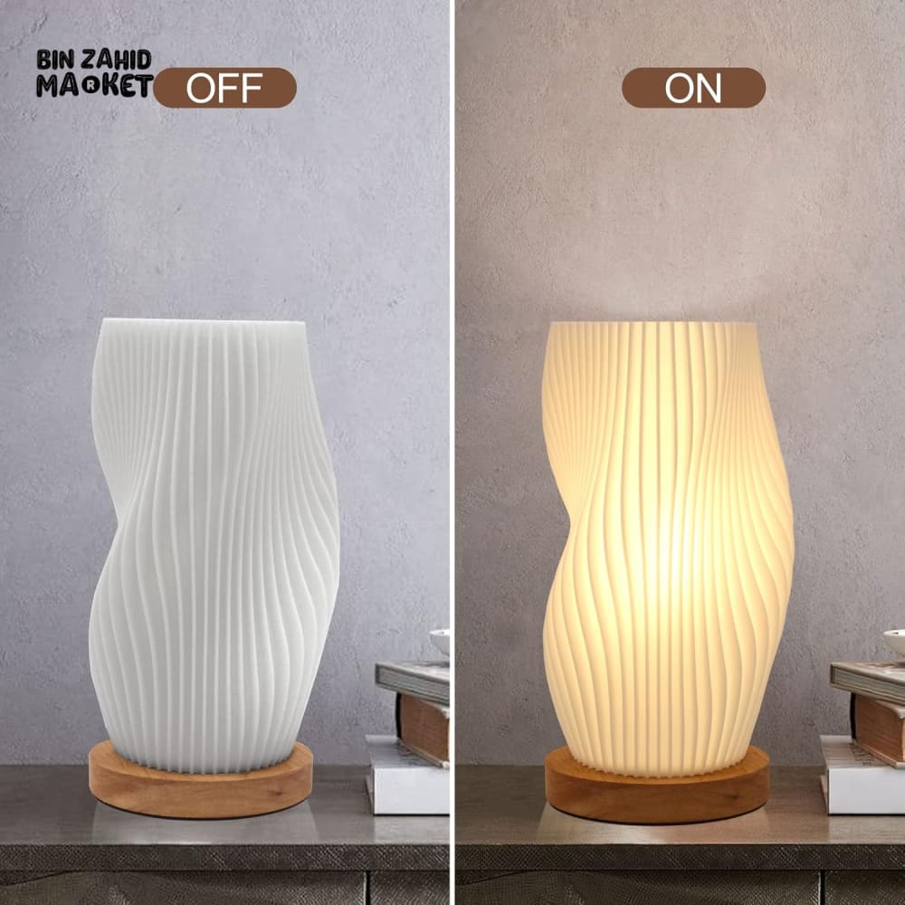 VINTAGE BOHO WAVE TABLE LAMP AND VASE – WARM COZY BEDSIDE & DESK MOOD LIGHT