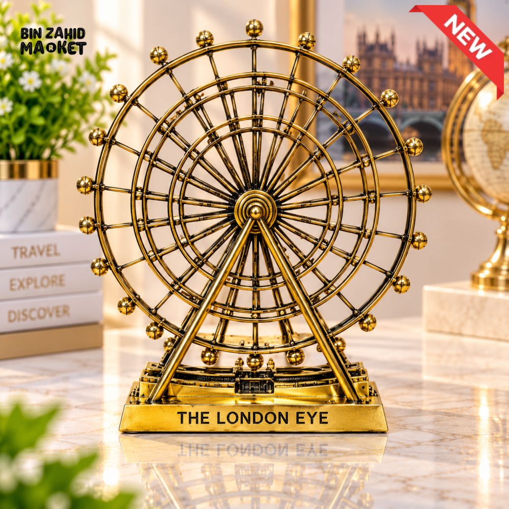 VINTAGE GOLDEN LONDON EYE METAL TABLETOP DECORATIVE ORNAMENT