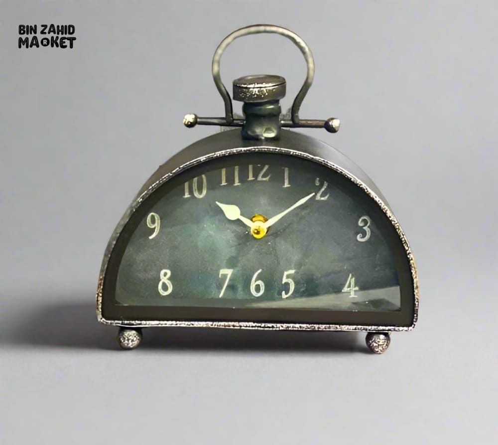 VINTAGE HALF-ROUND DESK CLOCK ELEGANT TABLE CLOCK DECOR