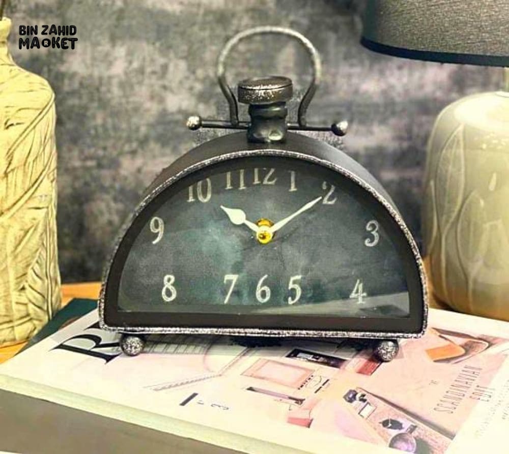 VINTAGE HALF-ROUND DESK CLOCK ELEGANT TABLE CLOCK DECOR