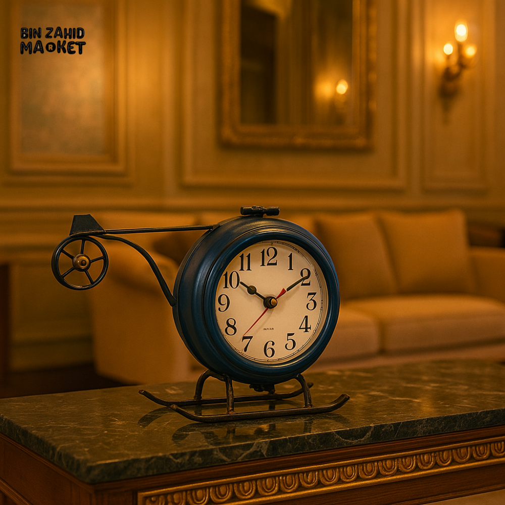 VINTAGE HELICOPTER STYLE TABLE CLOCK – LUXURY DECOR PIECE