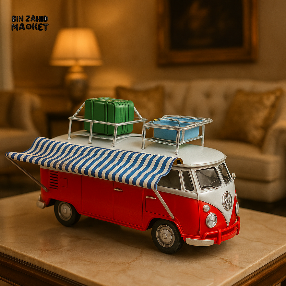 VINTAGE VW CAMPER VAN MINIATURE METAL MODEL — LUXURY HOME DECOR ORNAMENT