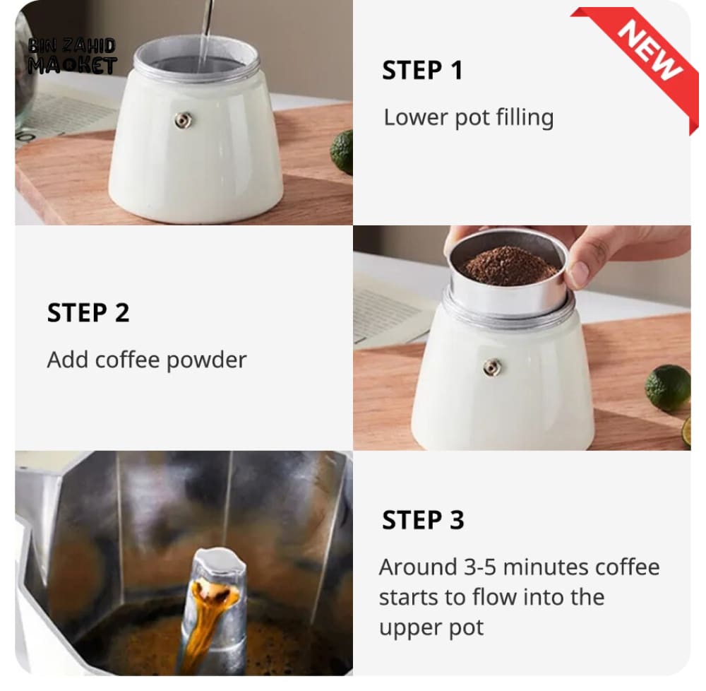 VINTAGE WOODEN HANDLE MOKA POT ESPRESSO MAKER