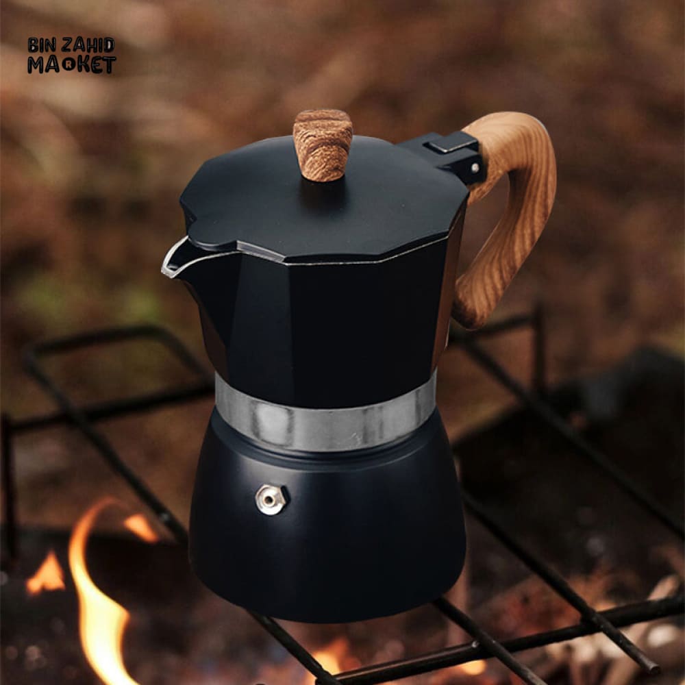 VINTAGE WOODEN HANDLE MOKA POT ESPRESSO MAKER
