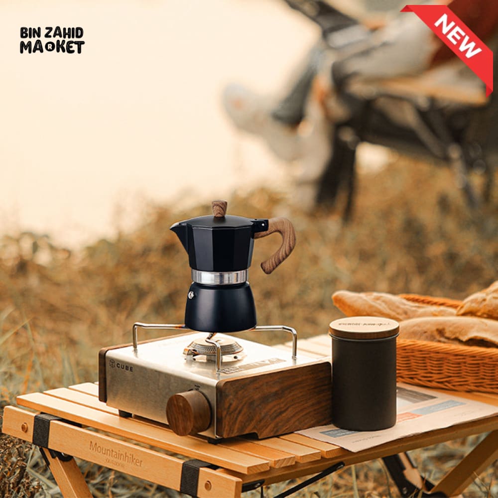 VINTAGE WOODEN HANDLE MOKA POT ESPRESSO MAKER