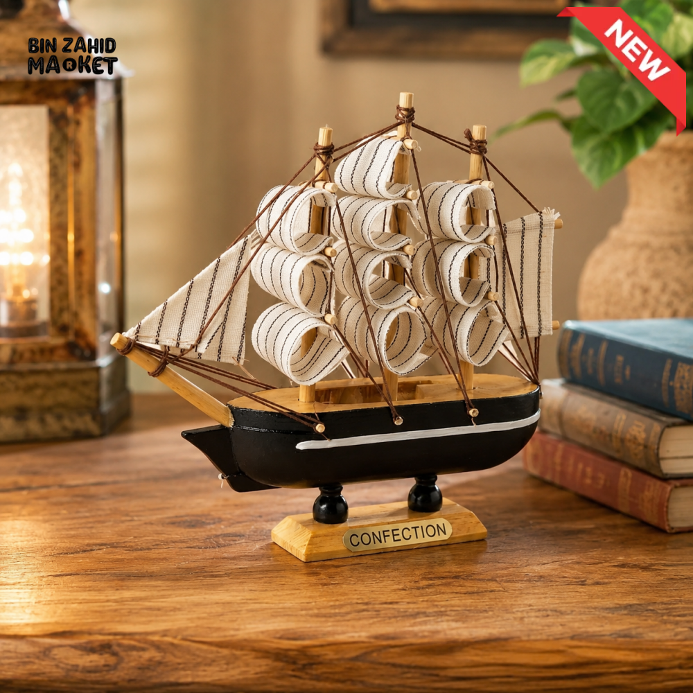 ZIBA Vintage Wooden Sailing Ship Showpiece