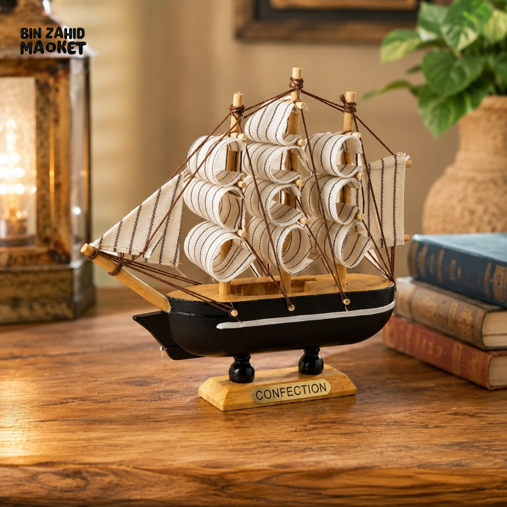 ZIBA Vintage Wooden Sailing Ship Showpiece