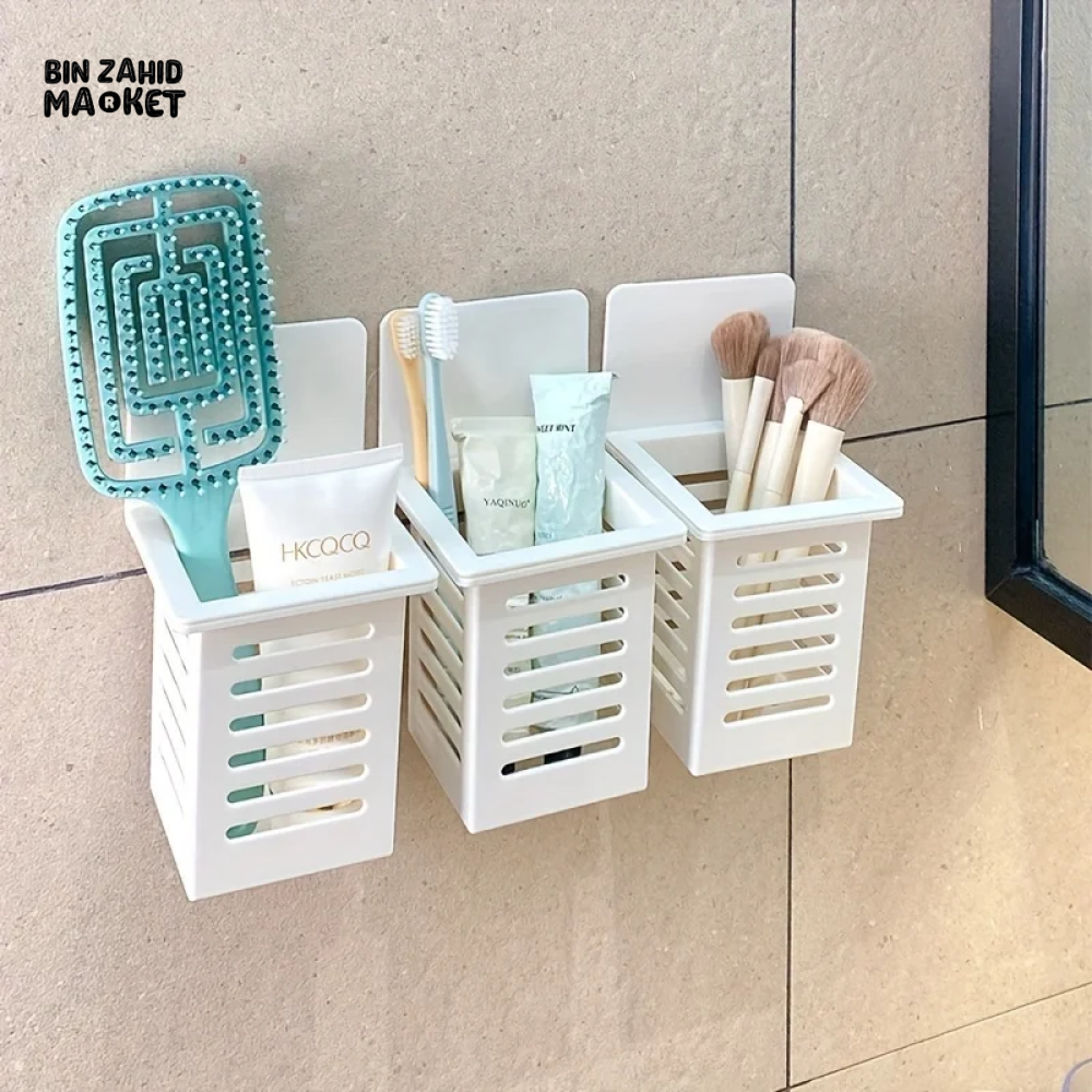 WALL-MOUNTED BATHROOM STORAGE BOXES – NO DRILLING RUST-RESISTANT SPACE-SAVING PACK OF 3