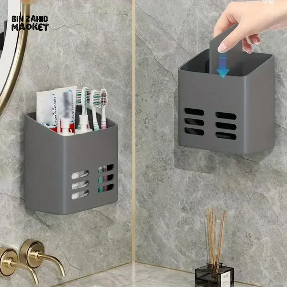 WALL-MOUNTED CUTLERY RACK – NO-DRILL SPACE-SAVING WITH DRAINING BASKET