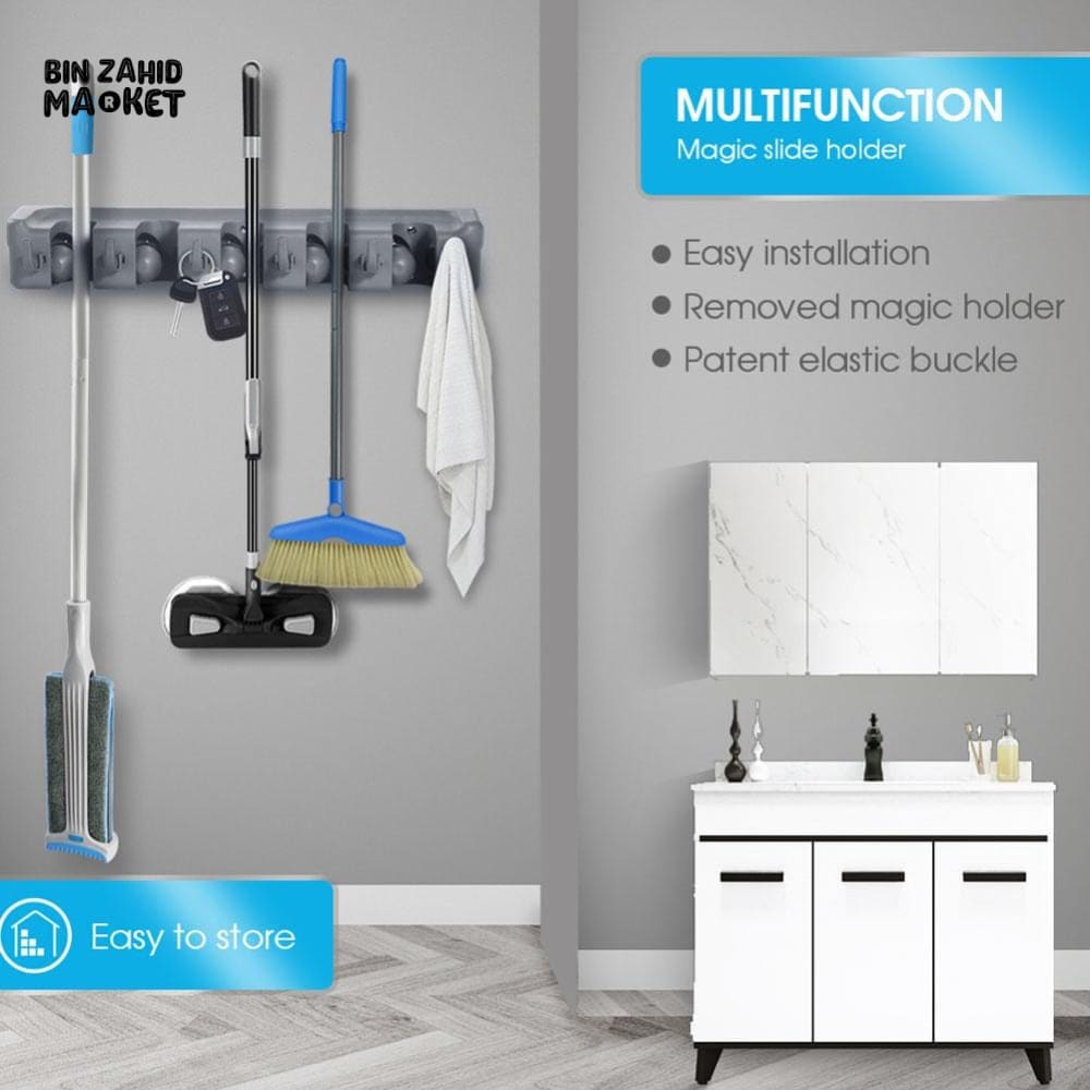 WALL MOUNTED MOP & BROOM HOLDER