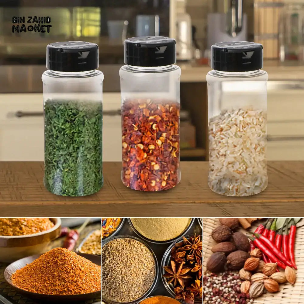 WALL MOUNTED SEASONING BOX – NO DRILL ADJUSTABLE SPICE RACK WITH FREE 6 JARS MULTIFUNCTIONAL CONDIMENT CONTAINER SET