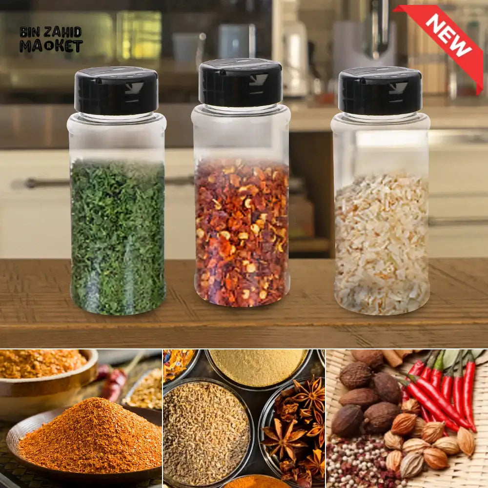 WALL MOUNTED SEASONING BOX – NO DRILL ADJUSTABLE SPICE RACK WITH FREE 6 JARS MULTIFUNCTIONAL CONDIMENT CONTAINER SET