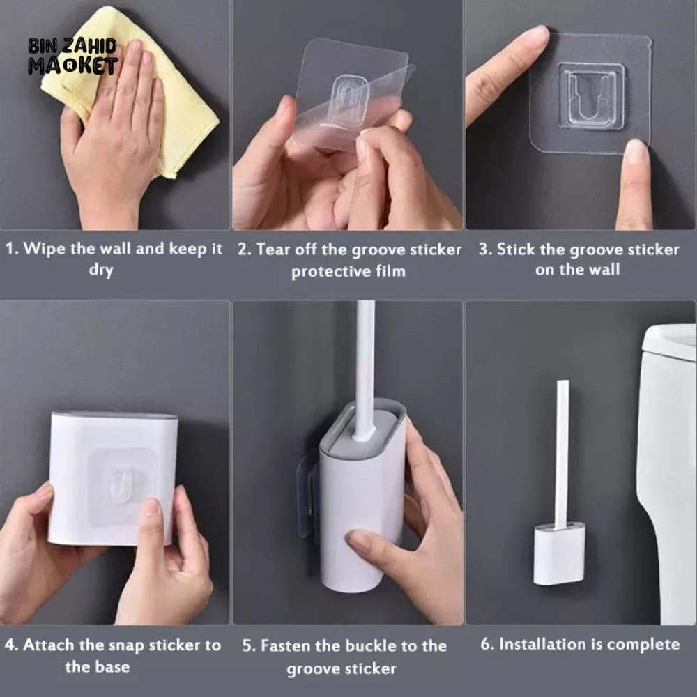 WALL MOUNTED SILICONE TOILET CLEANING BRUSH