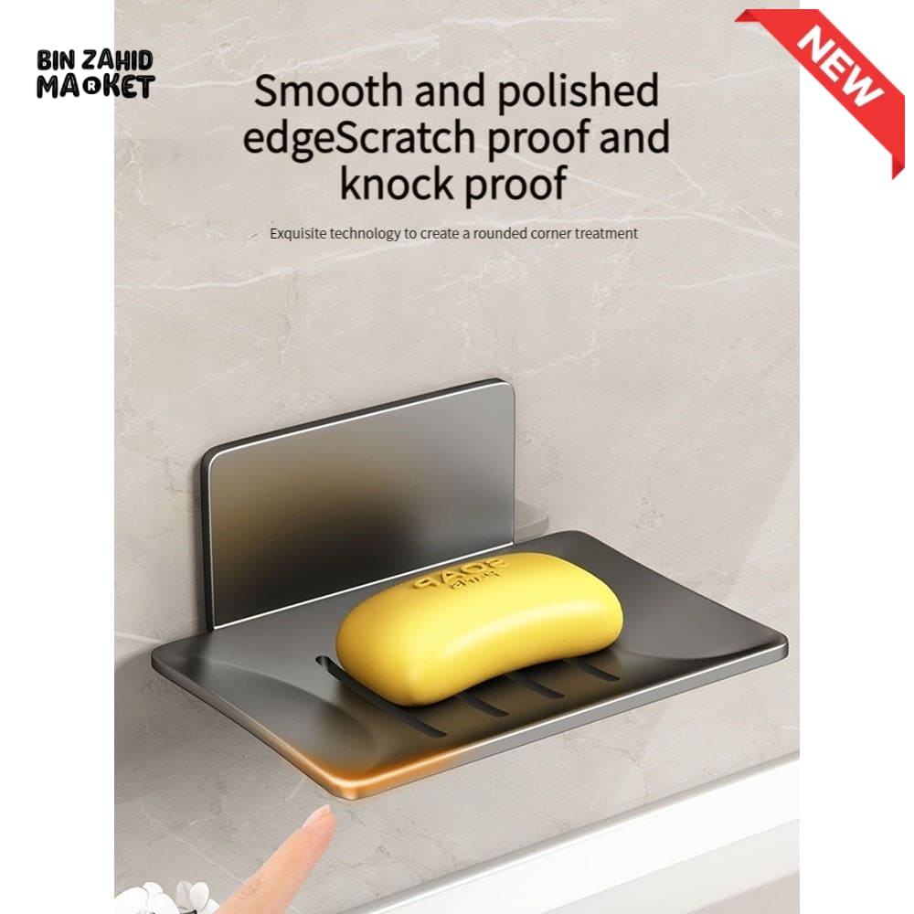 WALL-MOUNTED SOAP DISH WITH DRAIN – NO DRILL ALUMINUM ALLOY BATHROOM ACCESSORIES