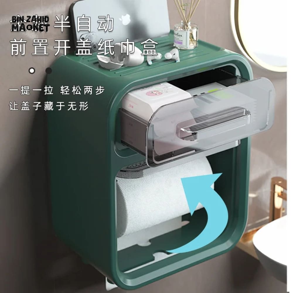 WALL MOUNTED TISSUE HOLDER WITH DRAWER