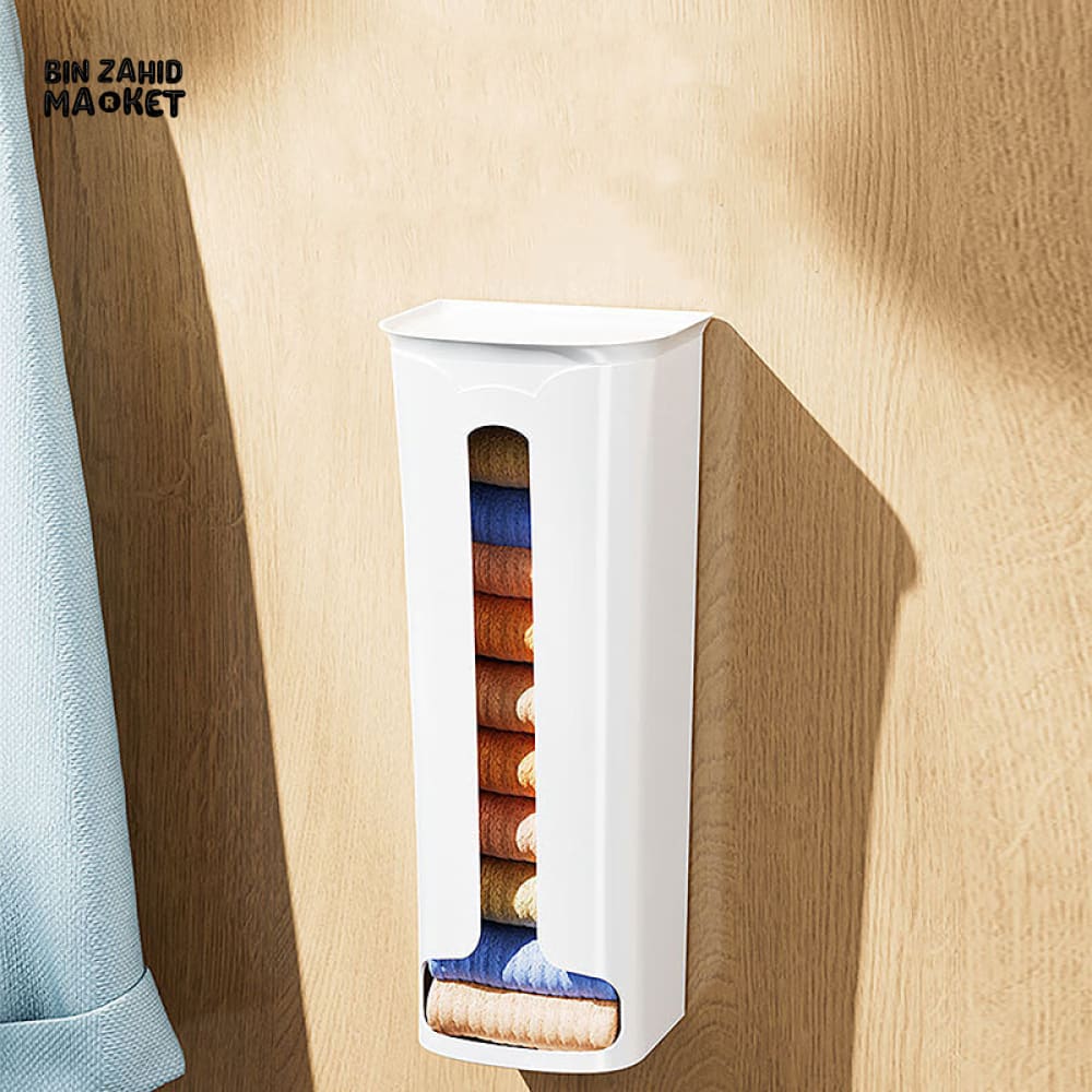 WALL MOUNTED TOWEL DISPENSER HOLDER FOR BATHROOM – SPACE SAVING STORAGE ORGANIZER