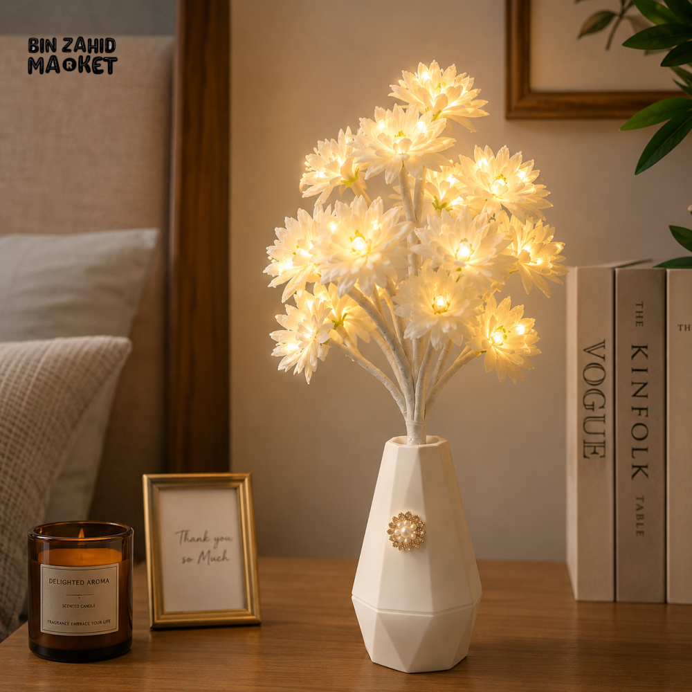 WHITE LED FLOWER TREE TABLE LAMP