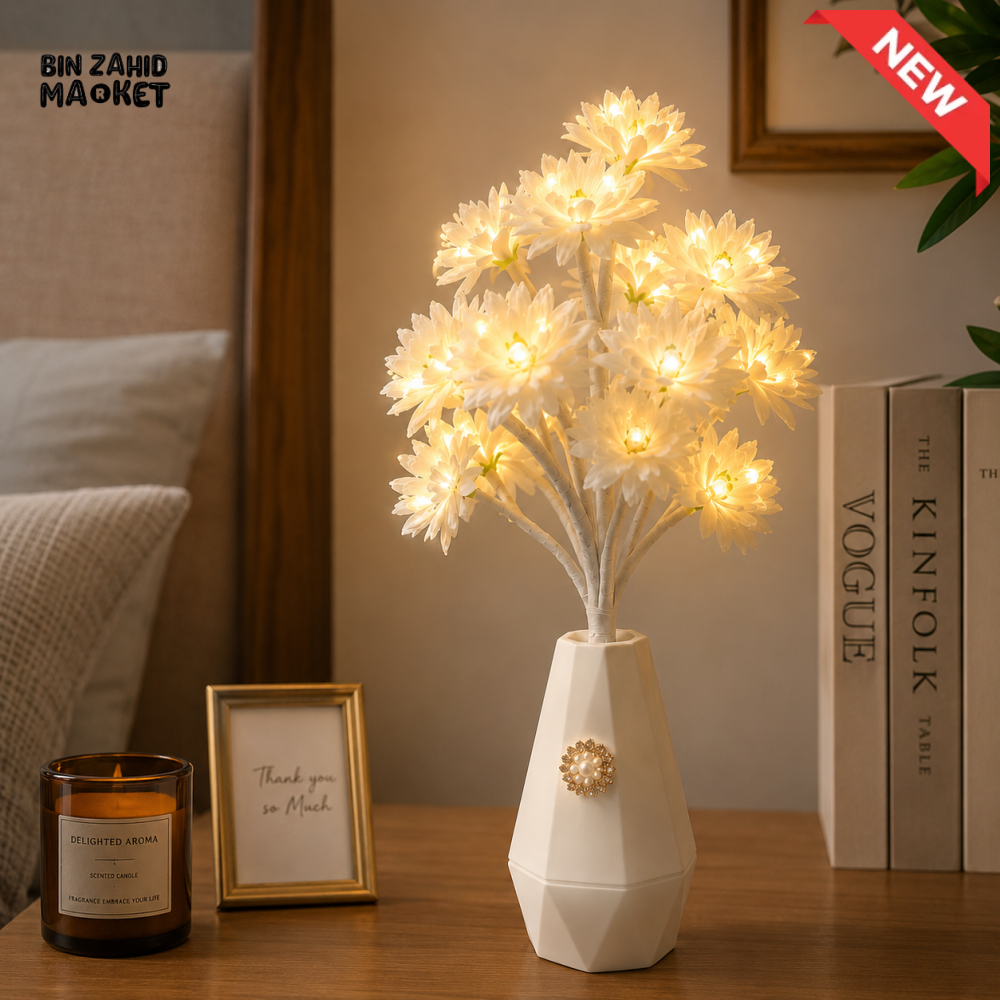WHITE LED FLOWER TREE TABLE LAMP