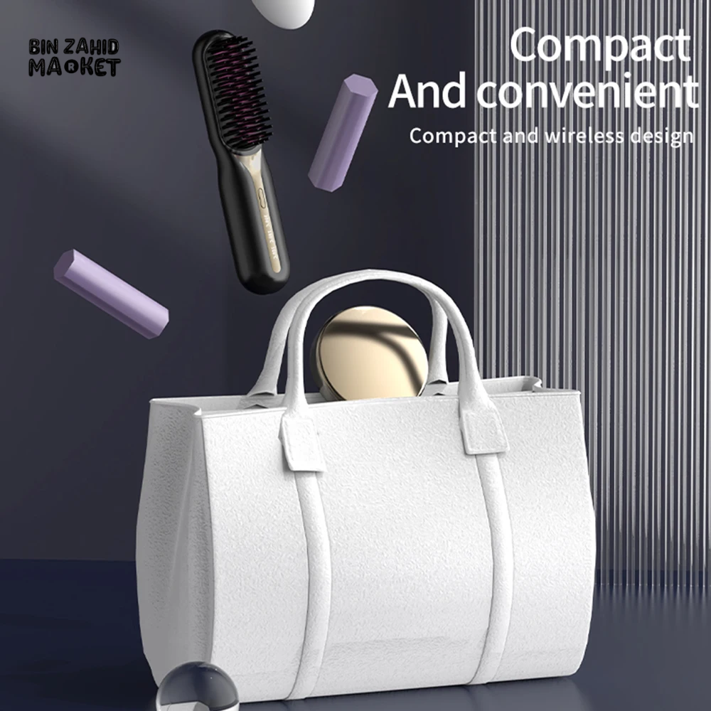 WIRELESS HAIR STRAIGHTENER BRUSH – FAST HEATING PORTABLE & PROFESSIONAL STYLING TOOL FOR WOMEN