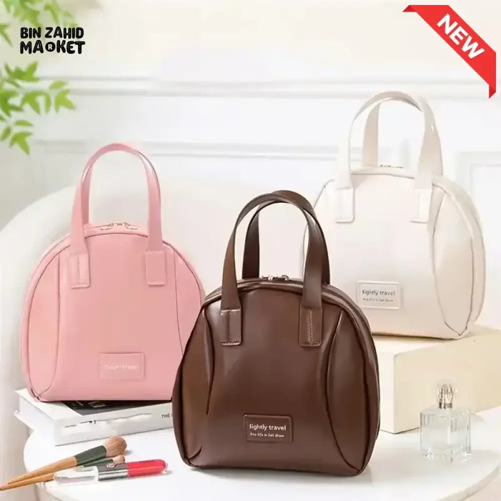 WOMEN’S MAKEUP BAG – PORTABLE PU COSMETIC BEAUTY BAG BUSINESS TRAVEL TOILETRY ORGANIZER