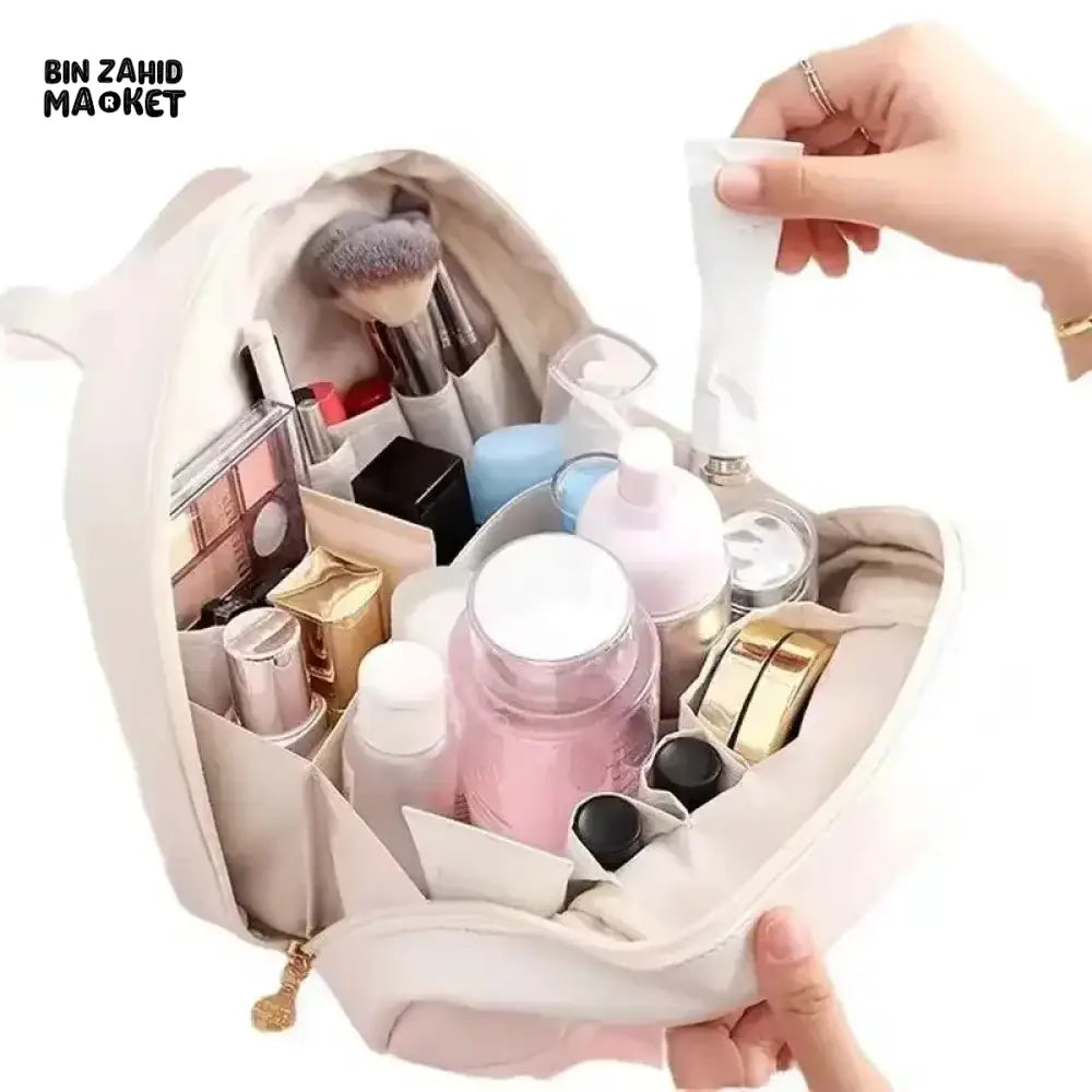 WOMEN’S MAKEUP BAG – PORTABLE PU COSMETIC BEAUTY BAG BUSINESS TRAVEL TOILETRY ORGANIZER