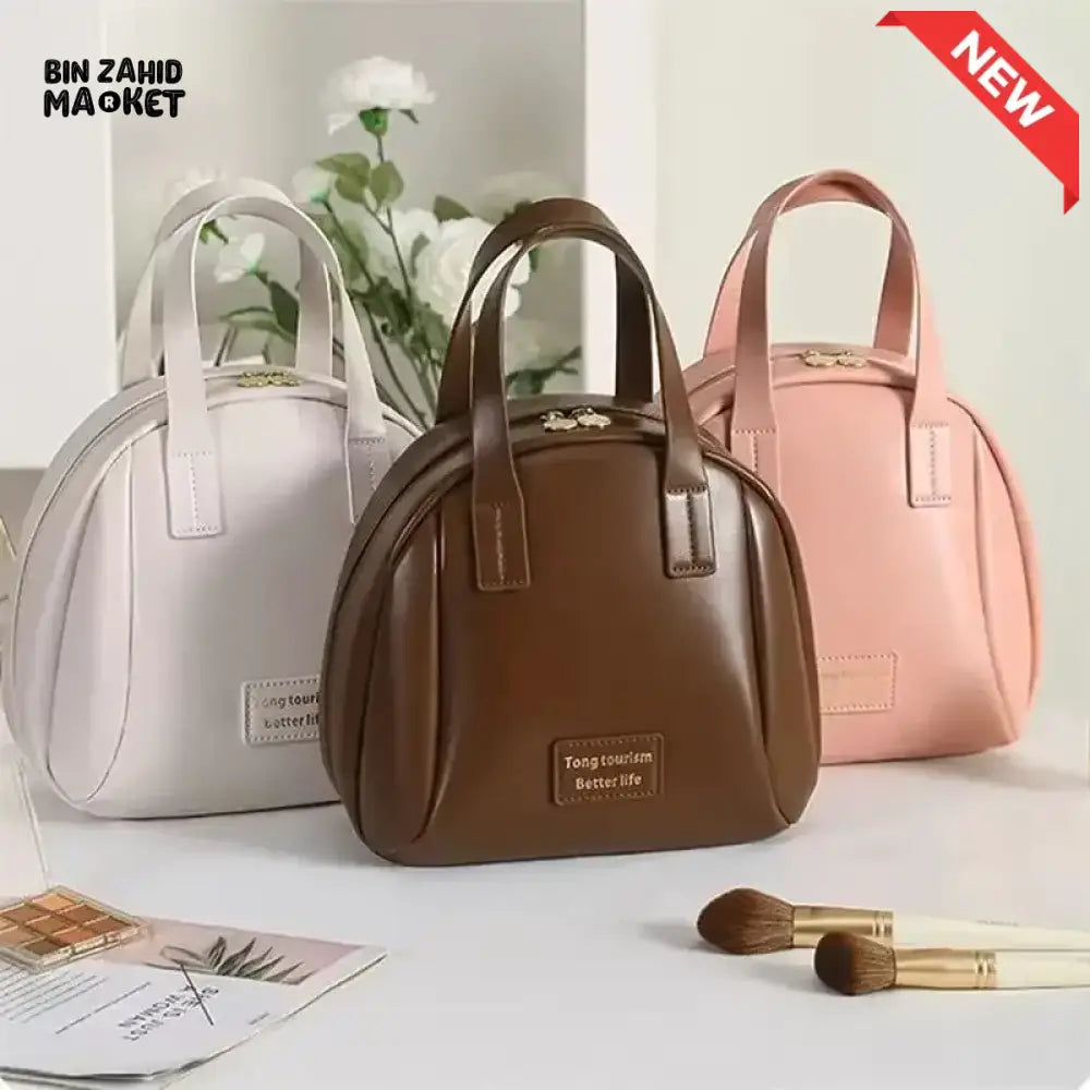 WOMEN’S MAKEUP BAG – PORTABLE PU COSMETIC BEAUTY BAG BUSINESS TRAVEL TOILETRY ORGANIZER