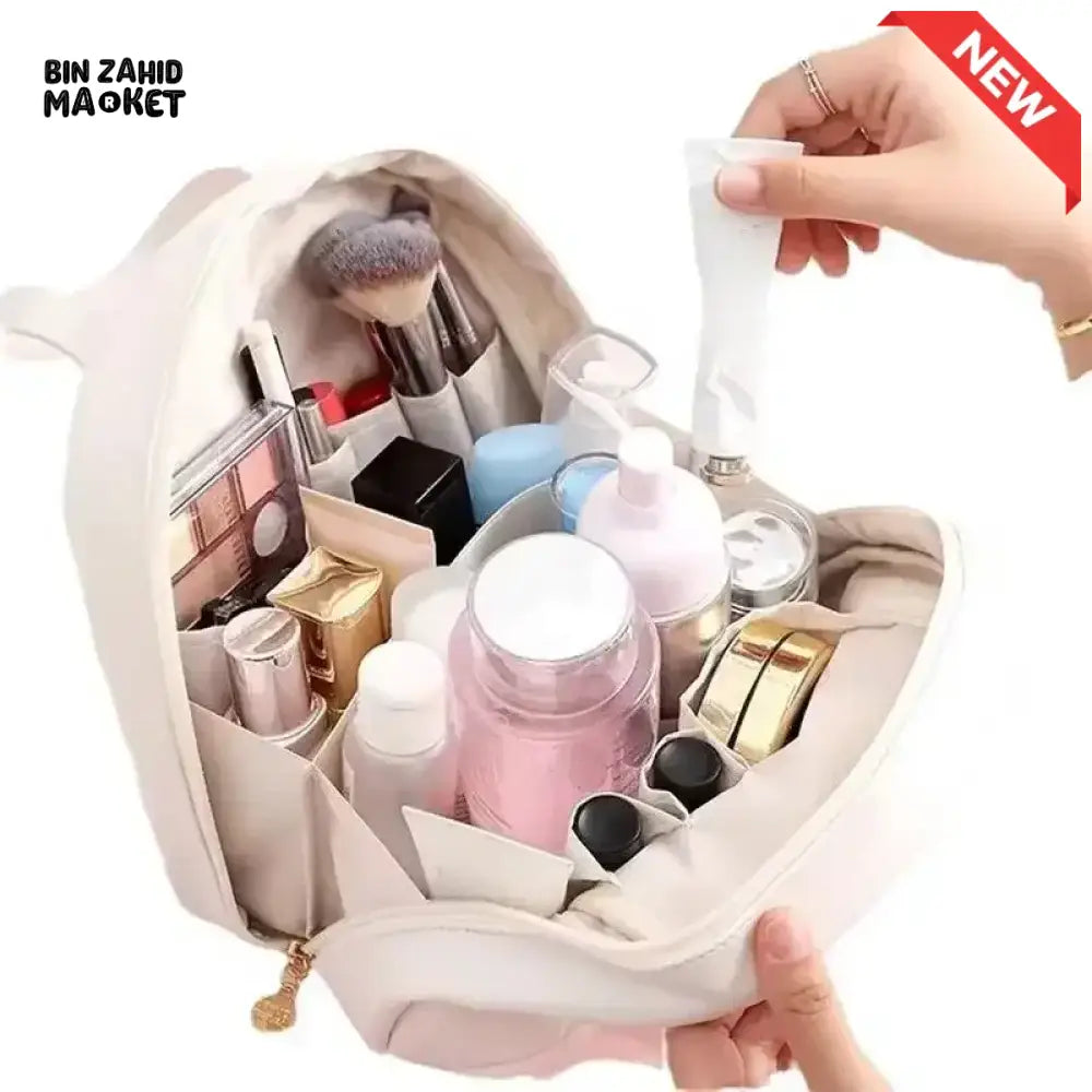 WOMEN’S MAKEUP BAG – PORTABLE PU COSMETIC BEAUTY BAG BUSINESS TRAVEL TOILETRY ORGANIZER