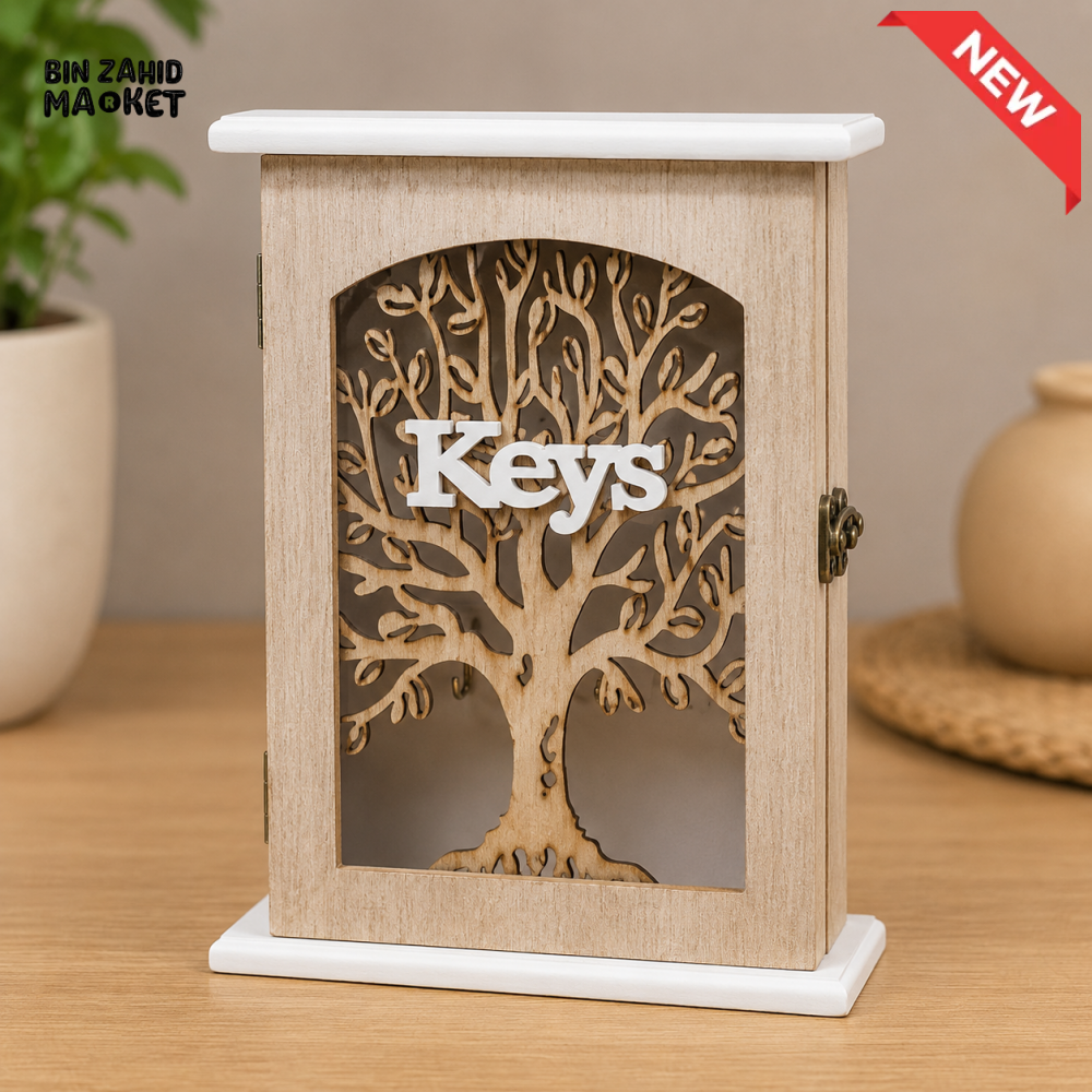 WOODEN KEY HOLDER CABINET WITH TREE DESIGN