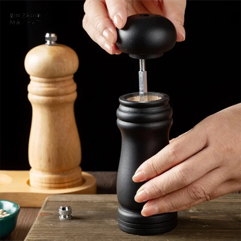 WOODEN PEPPER GRINDER SALT & PEPPER MILL ADJUSTABLE SEASONING TOOL FOR KITCHEN