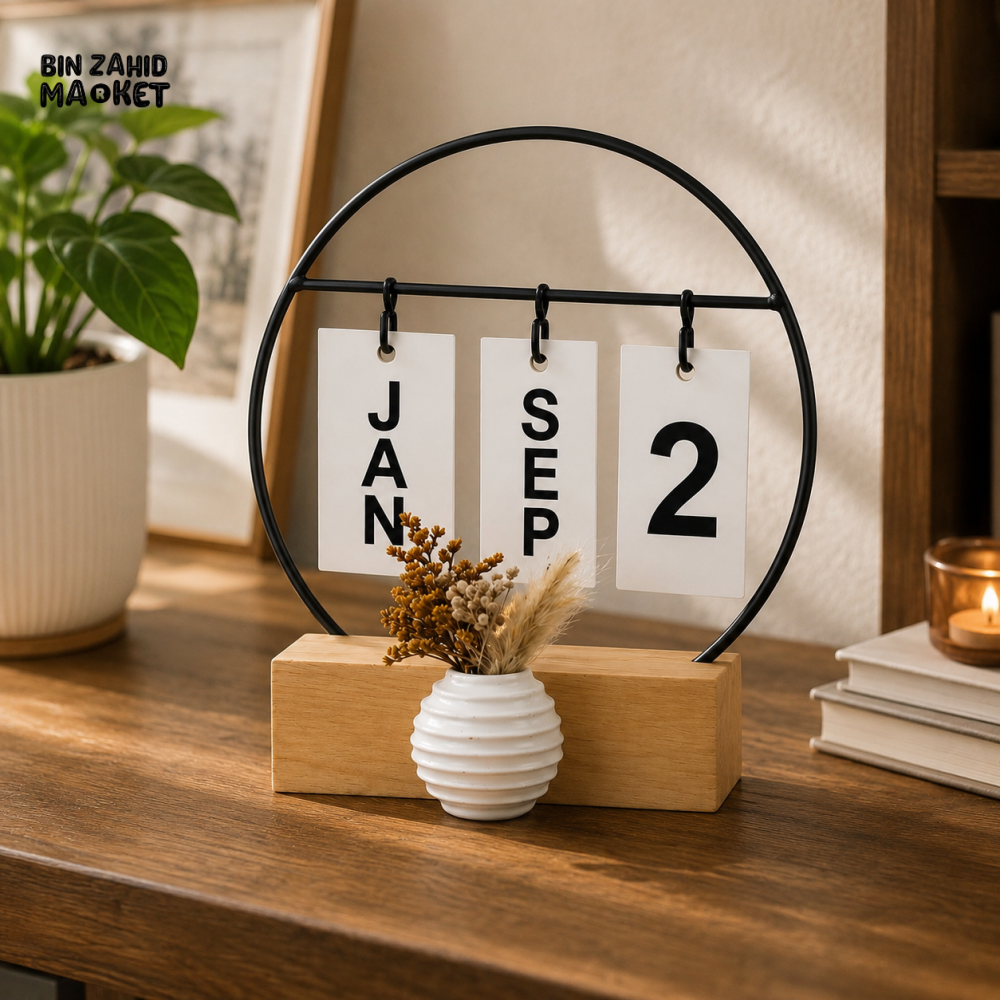 WOODEN PERPETUAL CALENDAR STAND