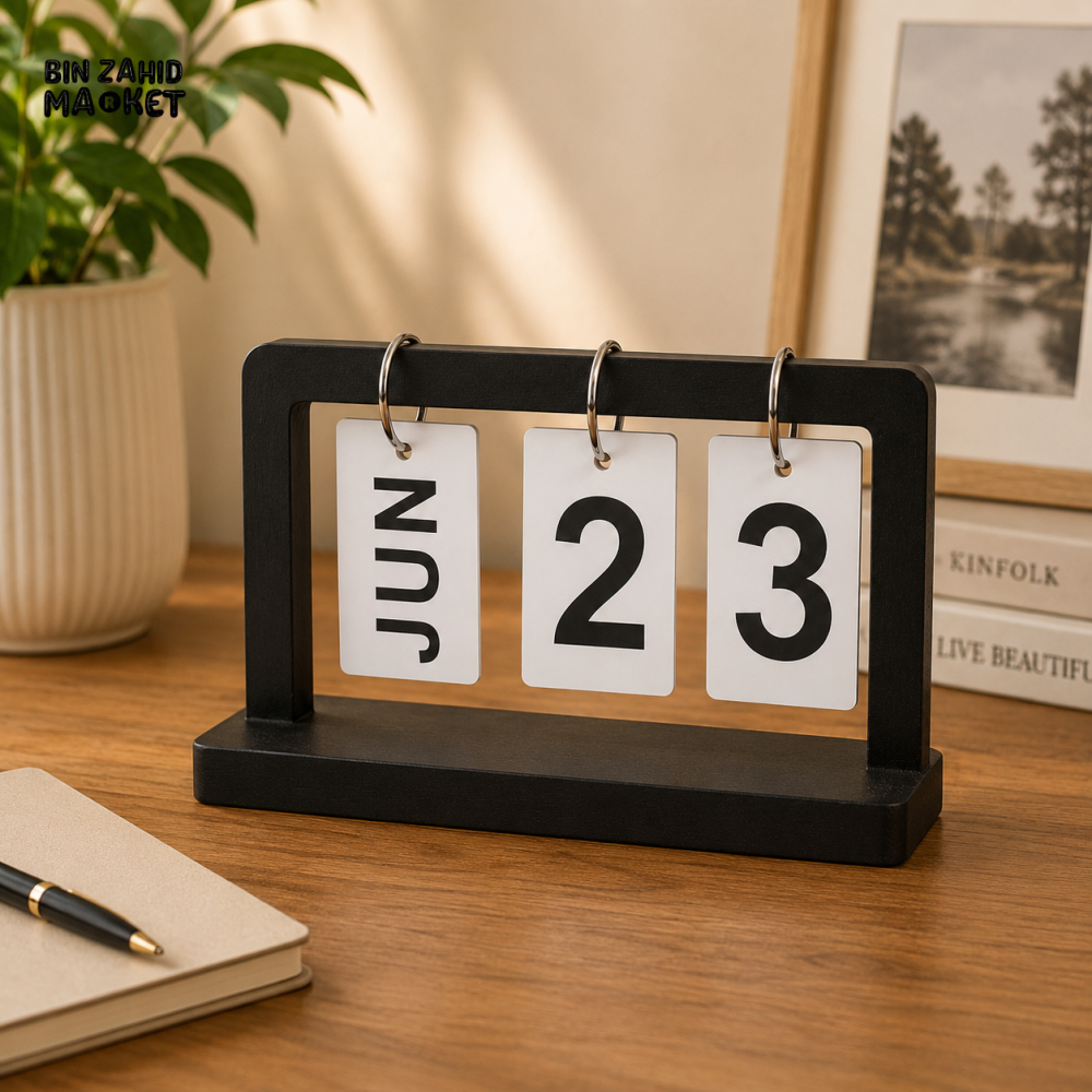 WOODEN PERPETUAL DESKTOP CALENDAR