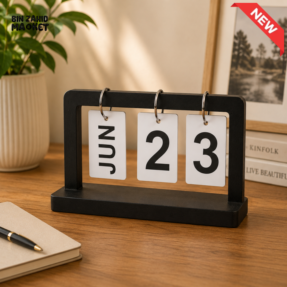 WOODEN PERPETUAL DESKTOP CALENDAR