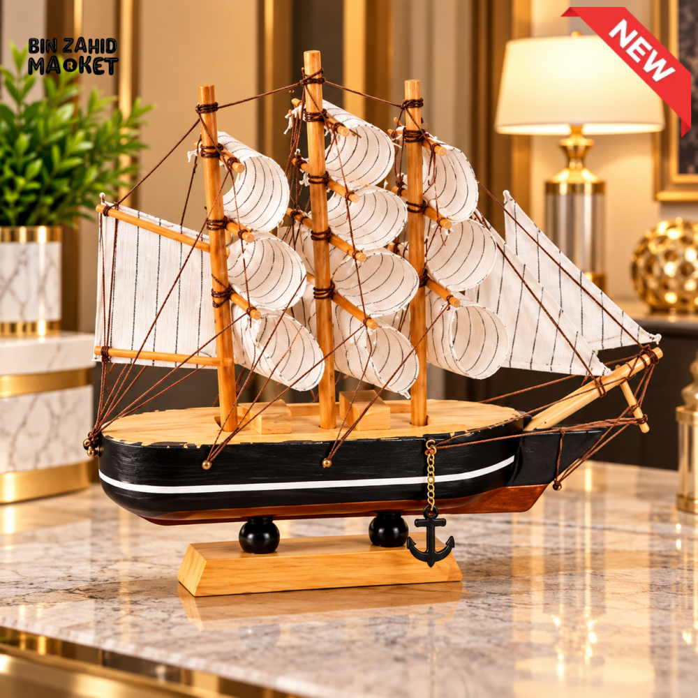 WOODEN SAILING SHIP DECORATIVE SHOWPIECE