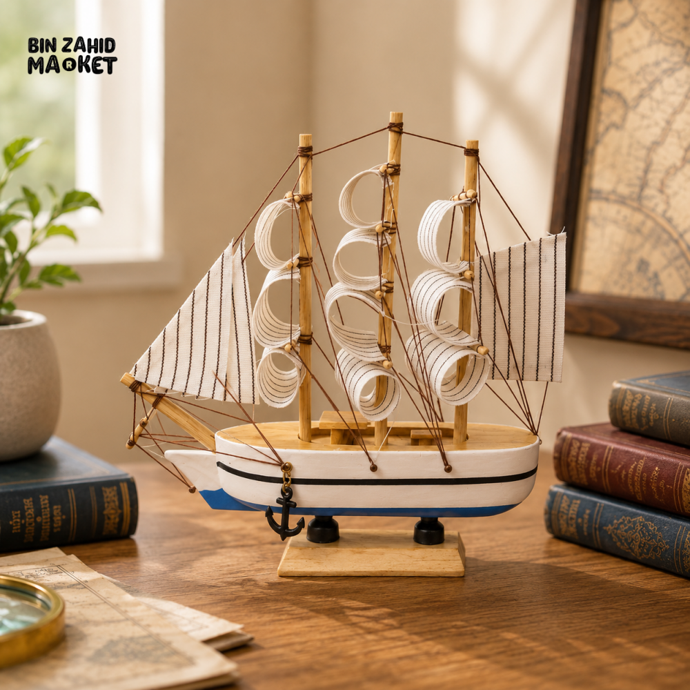 ZIBA Wooden Sailing Ship Model | Nautical Home Décor Showpiece