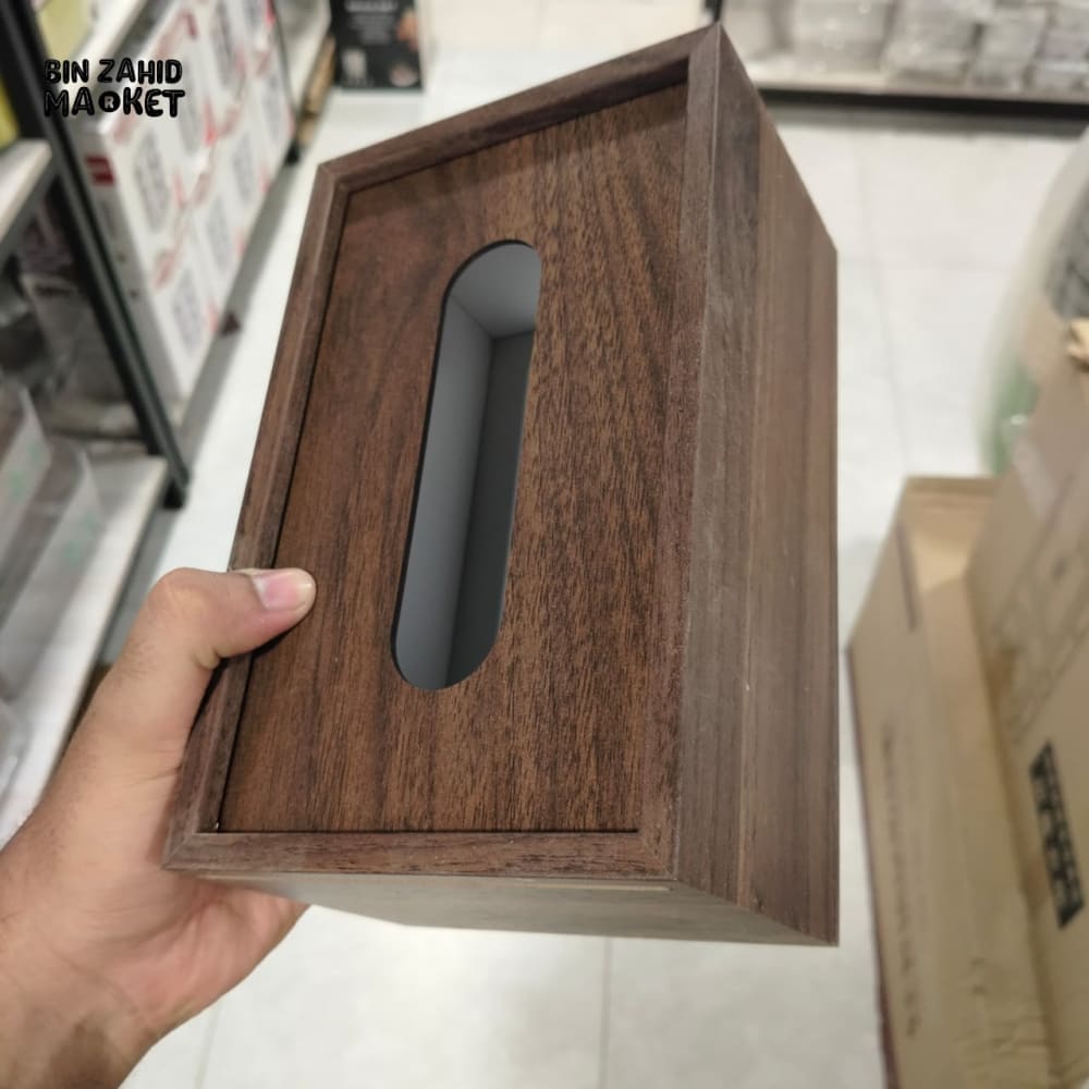 WOODEN TISSUE BOX COVER - DARK BROWN