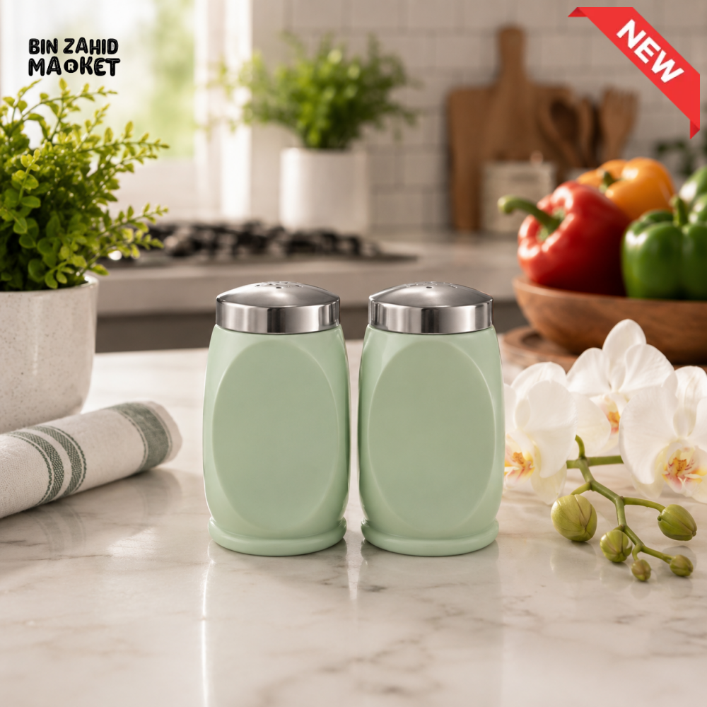 ZIBA CERAMIC SALT & PEPPER SHAKER SET | MINT GREEN