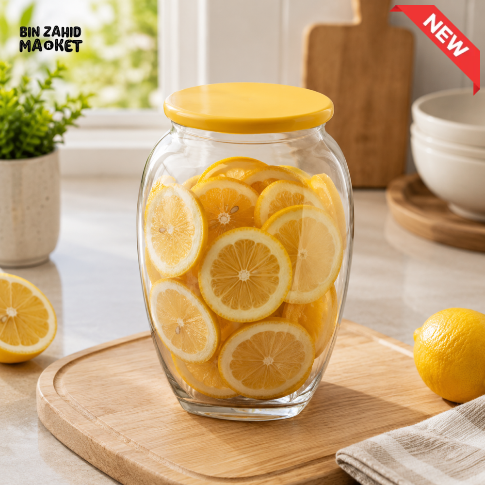 ZIBA GLASS AIRTIGHT STORAGE JAR WITH PLASTIC LID