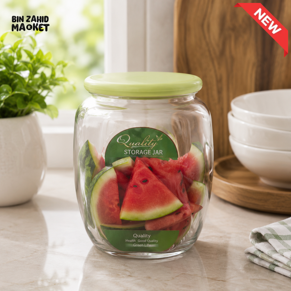 ZIBA GLASS AIRTIGHT STORAGE JAR WITH PLASTIC LID