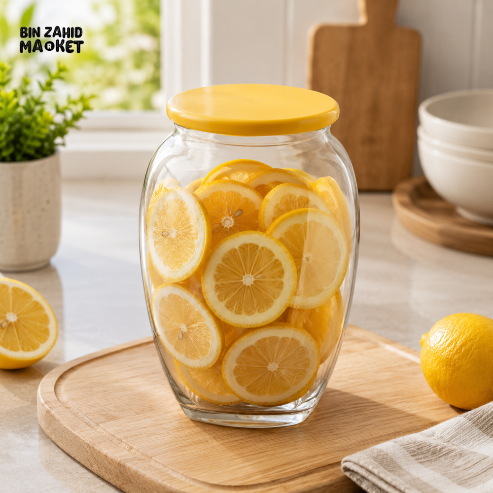 ZIBA GLASS AIRTIGHT STORAGE JAR WITH PLASTIC LID