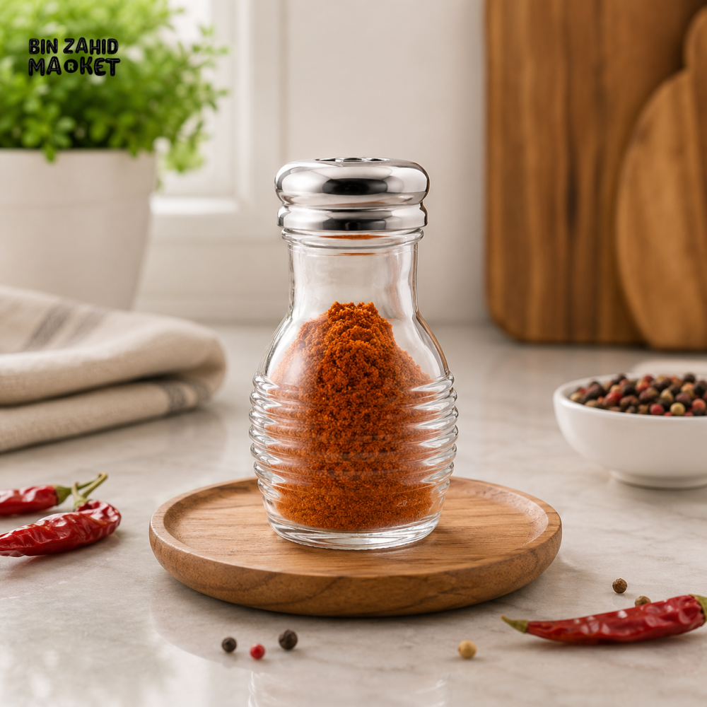 ZIBA GLASS SPICE SHAKER WITH STAINLESS STEEL LID