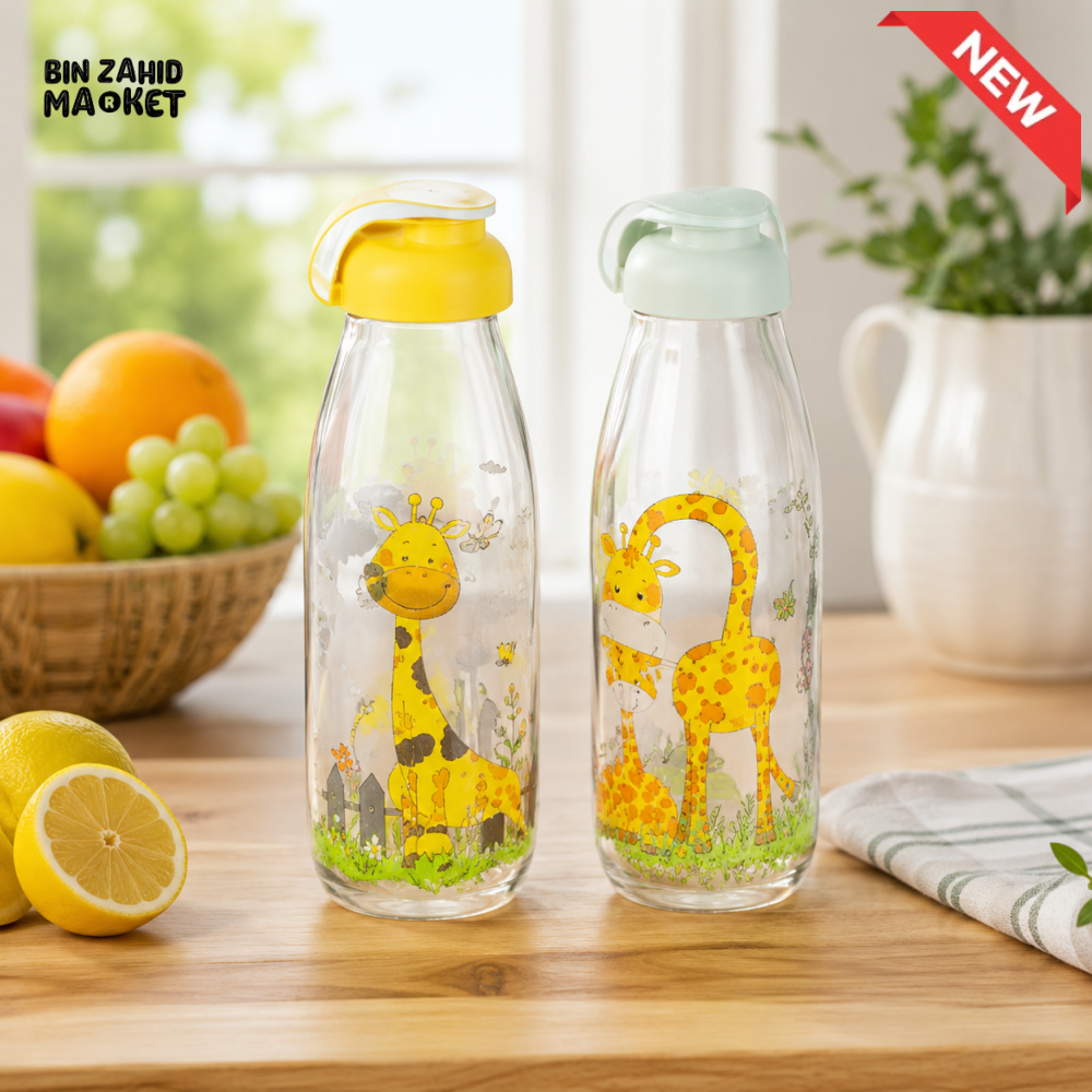 ZIBA KIDS GLASS WATER BOTTLE WITH FLIP-TOP LID