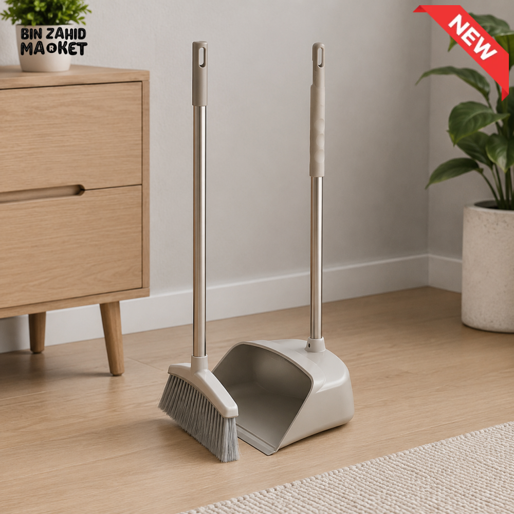 ZIBA LONG HANDLE BROOM & DUSTPAN SET