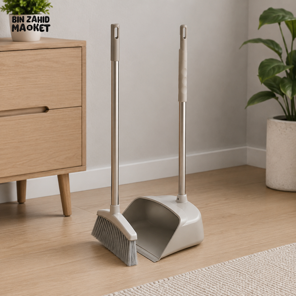 ZIBA LONG HANDLE BROOM & DUSTPAN SET